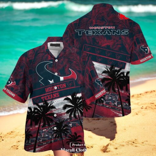 Houston Texans NFL Palm Tree Pattern For Sports Fans Unisex Hawaiian Shirt
