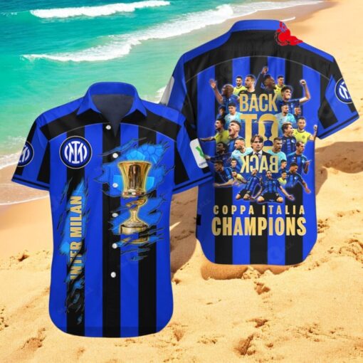Inter Milan Apparels Coppa Italia Champions Blue Hawaiian Shirt