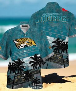Jacksonville Jaguars NFL Palm Tree Pattern For Sports Fans Unisex Hawaiian Shirt