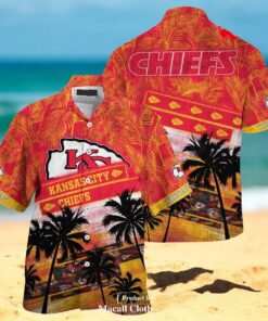 Kansas City Chiefs NFL Palm Tree Pattern For Sports Fans Unisex Hawaiian Shirt