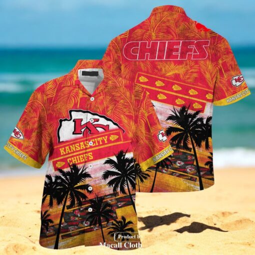 Kansas City Chiefs NFL Palm Tree Pattern For Sports Fans Unisex Hawaiian Shirt