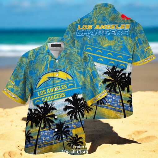 Los Angeles Chargers NFL Palm Tree Pattern For Sports Fans Unisex Hawaiian Shirt