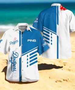Los Angeles Dodgers x PING Blue White Hawaiian Shirt