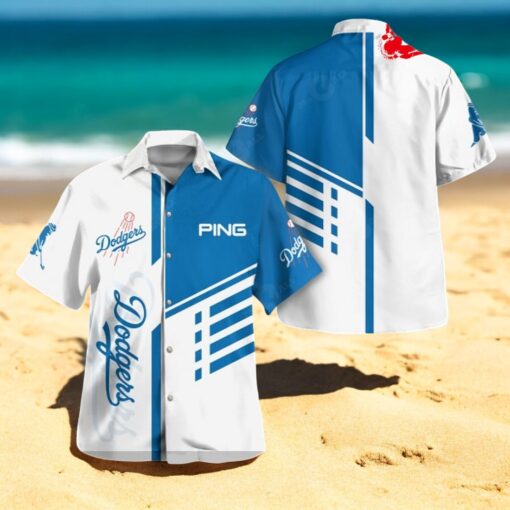 Los Angeles Dodgers x PING Blue White Hawaiian Shirt