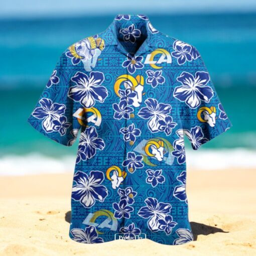 Los Angeles Rams Super Bowl Champions LA Rams Blue Floral Hawaiian Shirt
