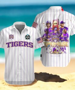LSU Tigers Baseball Powerhouse Players Patterns White Hawaiian Shirt
