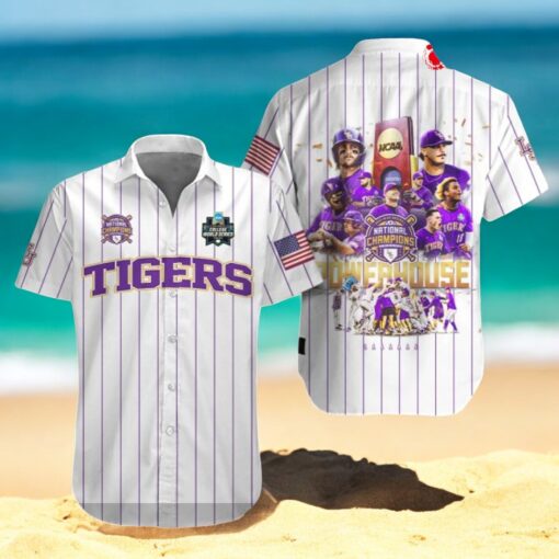 LSU Tigers Baseball Powerhouse Players Patterns White Hawaiian Shirt