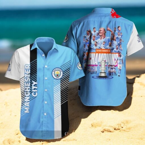 Manchester City Emirates FA Cup Champions White Sports Blue Apparels Hawaiian Shirt