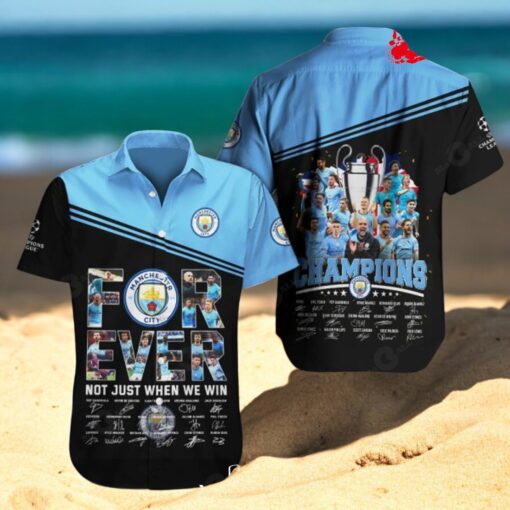 Manchester City For Ever Not Just When We Win Champions Signatures Hawaiian Shirt