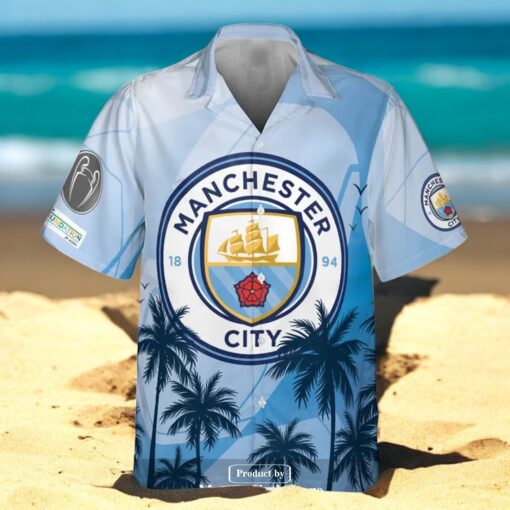 Manchester City UEFA Champions Season Coconut Tree Summer Sports Hawaiian Shirt