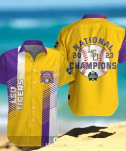 National Champions LSU Tigers Baseball Luxury Gold Purple Hawaiian Shirt
