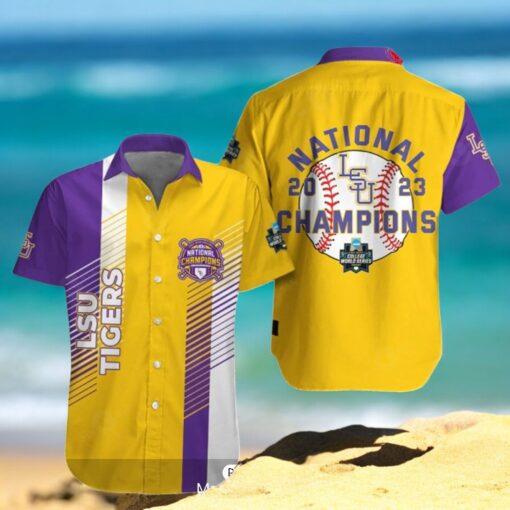 National Champions LSU Tigers Baseball Luxury Gold Purple Hawaiian Shirt