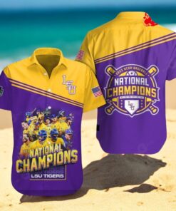 National Champions LSU Tigers Baseball Purple Gold Hawaiian Shirt