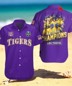 National Champions LSU Tigers Baseball Purple Hawaiian Shirt