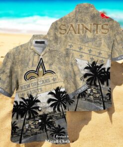 New Orleans Saints NFL Palm Tree Pattern For Sports Fans Unisex Hawaiian Shirt