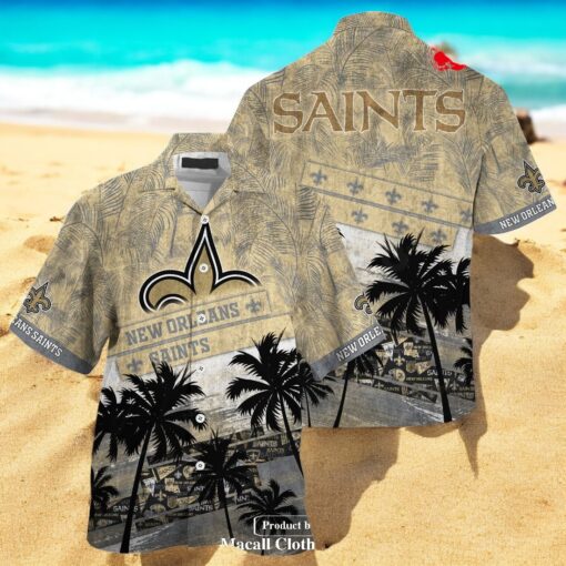New Orleans Saints NFL Palm Tree Pattern For Sports Fans Unisex Hawaiian Shirt