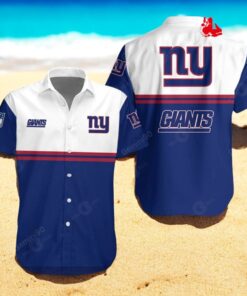 New York Giants NFL 2Line Logo Patterns Hawaiian Shirt