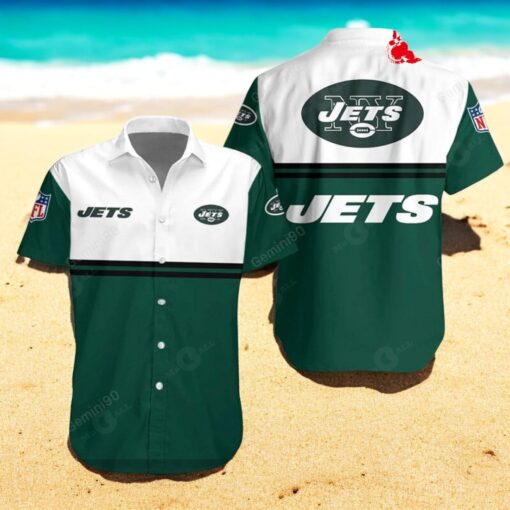 New York Jets NFL 2Line Logo Patterns Hawaiian Shirt