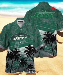 New York Jets NFL Palm Tree Pattern For Sports Fans Unisex Hawaiian Shirt