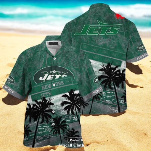 New York Jets NFL Palm Tree Pattern For Sports Fans Unisex Hawaiian Shirt