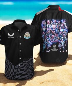 Newcastle United Champions League Luxury Players Patterns Black Hawaiian Shirt Newcastle United Champions League Luxury Players Patterns Black Hawaiian Shirt