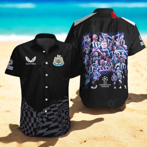 Newcastle United Champions League Luxury Players Patterns Black Hawaiian Shirt