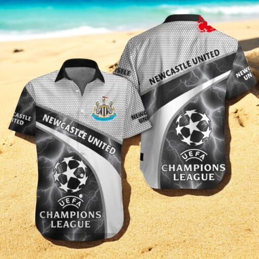 Newcastle United Champions League Thunder Ball Patterns Hawaiian Shirt