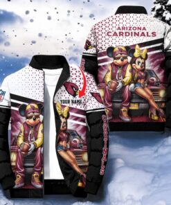NFL Arizona Cardinals Puffer Jacket Mickey Minnie Jacket, Cardinals Unique Gifts NFL Arizona Cardinals Puffer Jacket Mickey Minnie Jacket, Cardinals Unique Gifts
