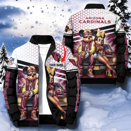 NFL Arizona Cardinals Puffer Jacket Mickey Minnie Jacket, Cardinals Unique Gifts
