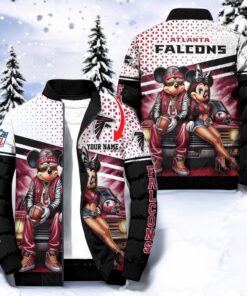 NFL Atlanta Falcons Puffer Jacket Mickey Minnie Jacket, Falcons Fan Shirt for Sale
