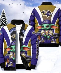 NFL Baltimore Ravens Puffer Jacket Baby Yoda, Ravens Merch