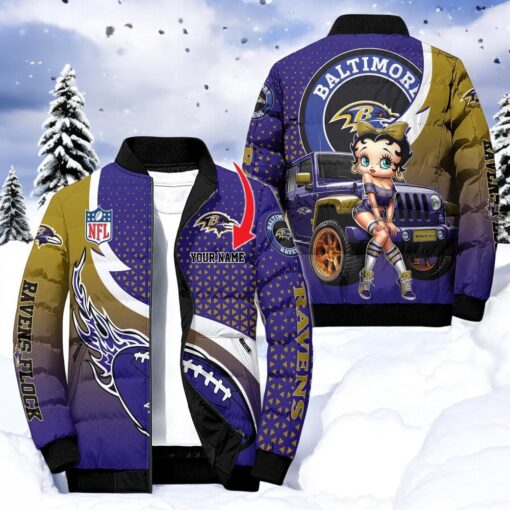 NFL Baltimore Ravens Puffer Jacket Betty Boop, Ravens Merch