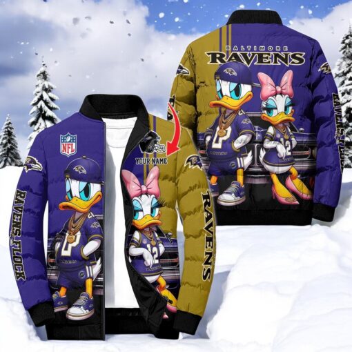 NFL Baltimore Ravens Puffer Jacket Donald Duck, Ravens Team Gifts