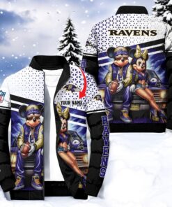 NFL Baltimore Ravens Puffer Jacket Mickey Minnie Jacket, Ravens Gear