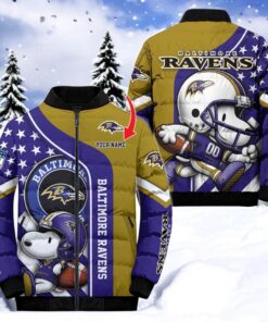 NFL Baltimore Ravens Puffer Jacket Snoopy Customized Jacket, Baltimore Ravens Merch