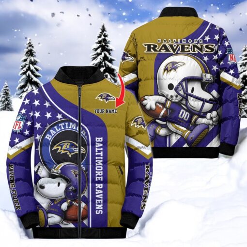 NFL Baltimore Ravens Puffer Jacket Snoopy Customized Jacket, Baltimore Ravens Merch