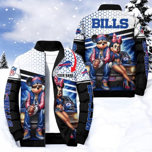 NFL Buffalo Bills Puffer Jacket Mickey Minnie Jacket, Buffalo Bills Gifts for Fans