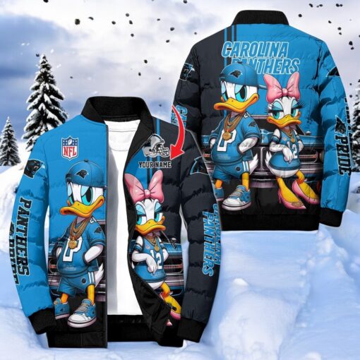 NFL Carolina Panthers Puffer Jacket Donald Duck, Panthers Shirt