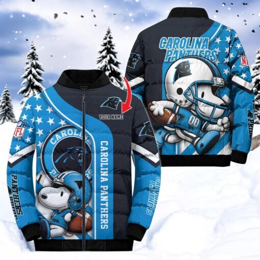 NFL Carolina Panthers Puffer Jacket Snoopy Customized Jacket, Carolina Panthers Gifts