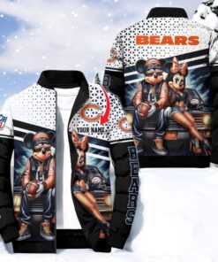 NFL Chicago Bears Puffer Jacket Mickey Minnie Jacket, Chicago Bears Apparel