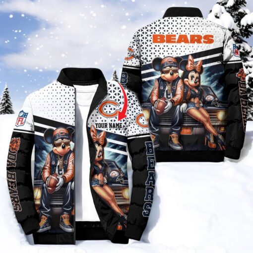 NFL Chicago Bears Puffer Jacket Mickey Minnie Jacket, Chicago Bears Apparel