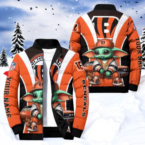 NFL Cincinnati Bengals Puffer Jacket Baby Yoda, Bengals Fan Shirt for Sale