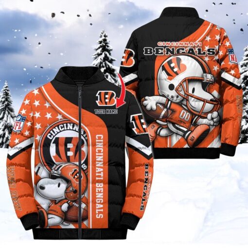 NFL Cincinnati Bengals Puffer Jacket Snoopy Customized Jacket, Bengals Fan Shirt for Sale