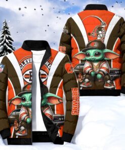 NFL Cleveland Browns Puffer Jacket Baby Yoda, Cleveland Browns Shirt NFL Cleveland Browns Puffer Jacket Baby Yoda, Cleveland Browns Shirt