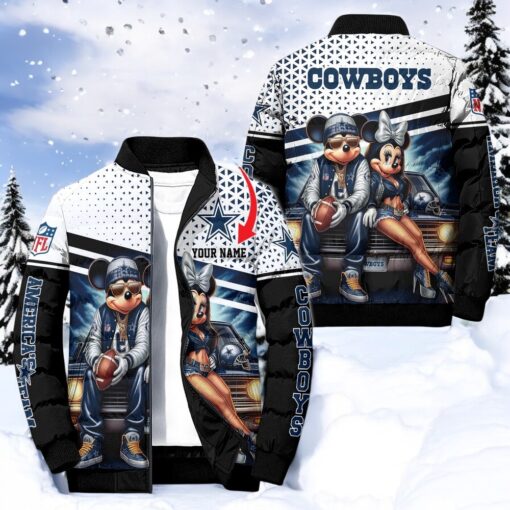 NFL Dallas Cowboys Puffer Jacket Mickey Minnie Jacket, Dallas Cowboys Shirt