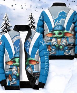 NFL Detroit Lions Puffer Jacket Baby Yoda, Detroit Lions Gear