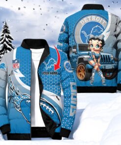 NFL Detroit Lions Puffer Jacket Betty Boop, Lions Shirt