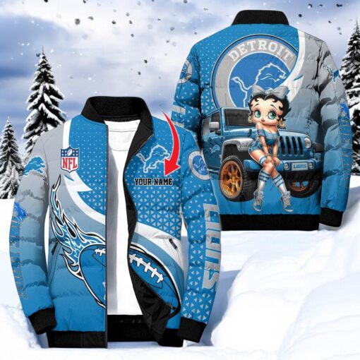 NFL Detroit Lions Puffer Jacket Betty Boop, Lions Shirt