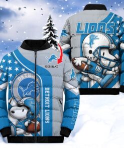 NFL Detroit Lions Puffer Jacket Snoopy Customized Jacket, Lions Fan Shirt for Sale