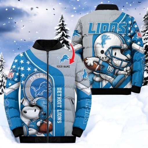 NFL Detroit Lions Puffer Jacket Snoopy Customized Jacket, Lions Fan Shirt for Sale